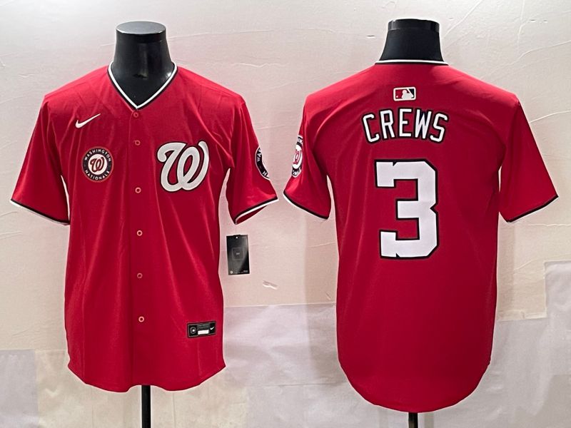 Men 2025 Washington Nationals #3 Crews Red Game Nike MLB Jersey style 6->more jerseys->MLB Jersey